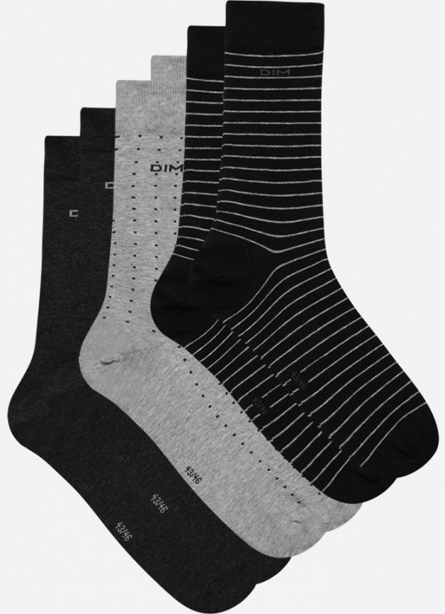 Комплект мужских носков DIM Cotton Style (3 пары) (Черный/Антрацит/Серый) фото 2