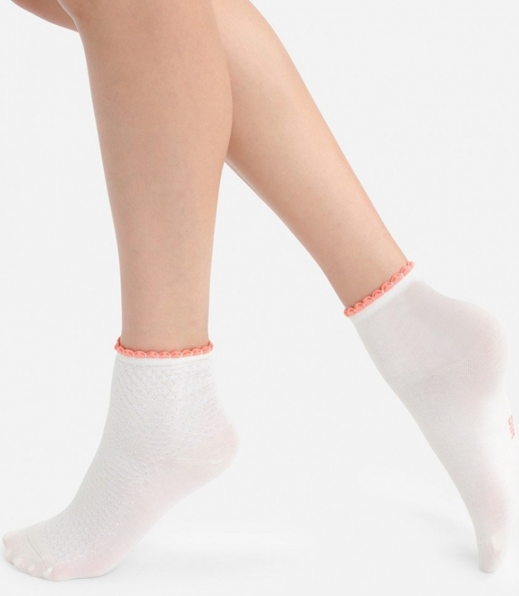 Комплект женских носков DIM Mercerized Cotton (2 пары) (Слоновая Кость/Коралл) фото 1