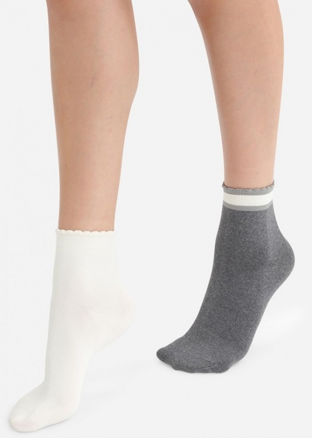 Комплект женских носков DIM Dim skin (2 пары) (Антрацит/Слоновая Кость) фото 1