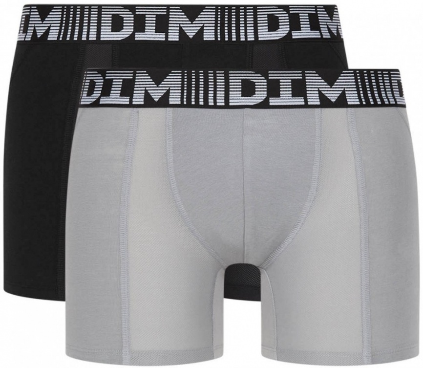 Комплект мужских трусов-боксеров DIM 3D Flex Air (2шт) (Черный/Серый) фото 1