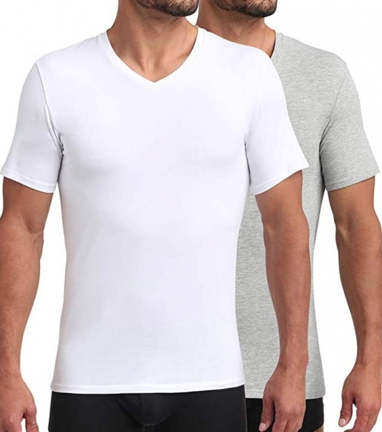 Комплект мужских футболок DIM Green Bio Ecosmart (2шт) (Белый/Серый) фото 2