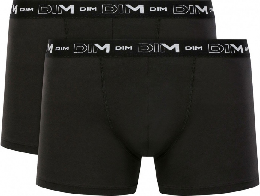 Комплект мужских трусов-боксеров DIM Cotton Stretch (2шт) (Черный/Черный) фото 1