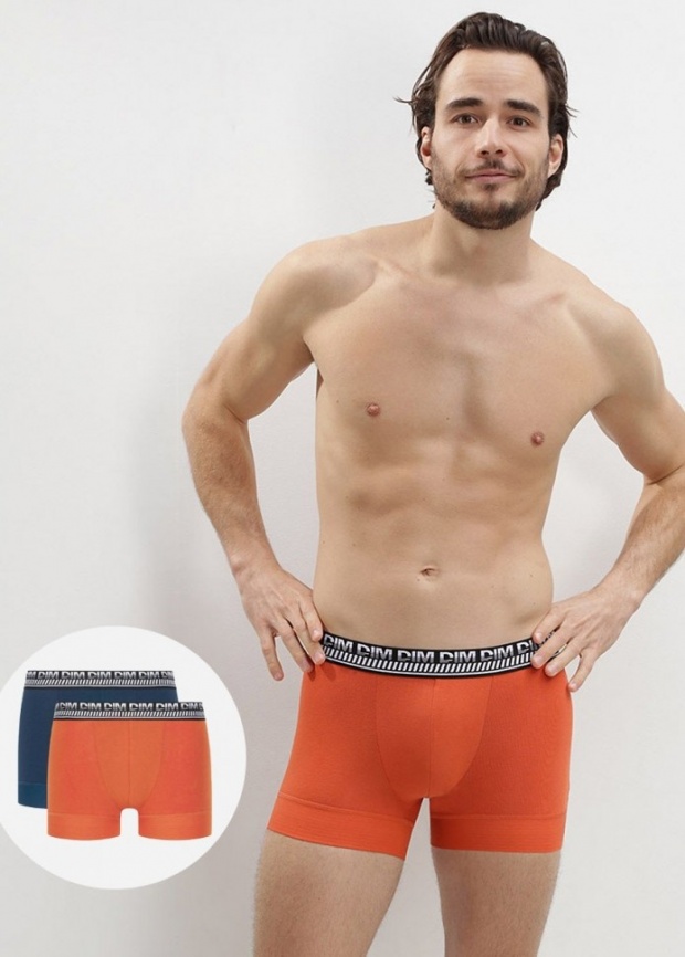 Комплект мужских трусов-боксеров DIM 3D Stay and Fit (2шт) (Оранжевый/Синий) фото 2